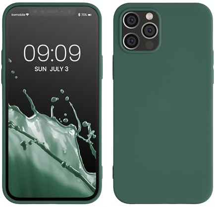 kwmobile Hülle für Apple iPhone 12 / iPhone 12 Pro TPU Case - Handyhülle unterstützt kabelloses Laden, Flexible Schutzhülle, gummiertes Cover in Tannengrün