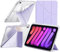 Case Compatible with iPad mini (A17 Pro, 2024 Model, 7th Generation) / iPad Mini 6 2021 with Pencil Holder, Shockproof Clear Cover, 6-in-1 Y fold Stand, Auto Wake/Sleep, Lilac Purple