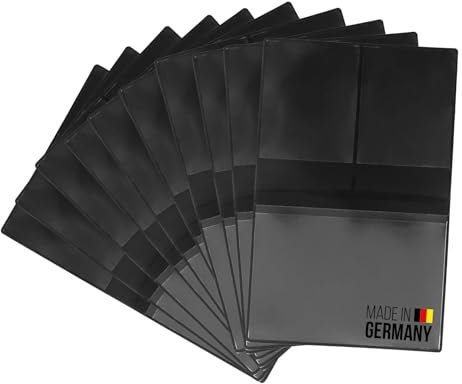 ggm Lot de 10 étuis pour carte grise de voiture - Avec 4 compartiments - Porte-carte d'identité robuste en plastique - Pour voiture, moto, camion - Compact et facile à nettoyer - Environ 9,5 x 12,3 cm