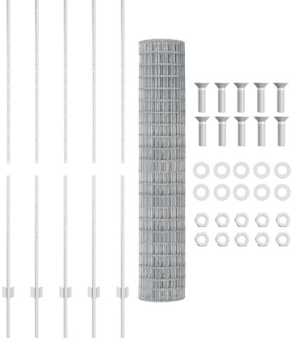 vidaXL Euro-Zaun mit Pfosten 10 x 1,6 m Verzinkter Stahl Silber Netz
