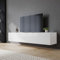 SIRHONA Meuble TV Blanc, Meuble Tele Peut être Suspendu ou Posé au Sol, 2 Placards avec Portes, Super Espace de Rangement, 160x40x30cm, Convient pour Salon ou Chambre
