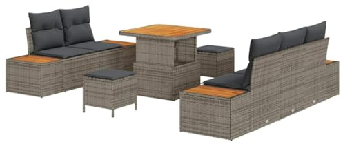 vidaXL Garten-Sofa-Set 8 STK. 7-Sitzanzahl Grau