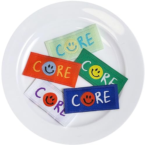 Hayaww 60 pcs Handmade Stoffetiketten Handemade Label zum einnähen Handgefertigte Etiketten Paket Nähzubehör Mit liebe Genäht Annähen Einnäher Web Label Etikett nähen labels Smiley-Gesicht Etikett (B)