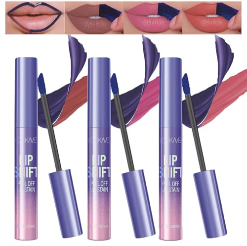 Sitovely 3 Stück Peel Off Lipliner Fleck, Matter Peel Off Lipgloss, Nicht Haftender Flüssiger Lippenstift, Hochpigmentierter Peel Off Lipliner Tattoo