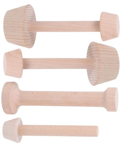 UTHCLO Wooden Tart Tamper Set 4 pcs Double Sided Tartlet Mold Baking Tool Egg Tart Mold and Pastry Dough Pusher for Cheesecakes Pasta Muffins Dessert and Home Baking