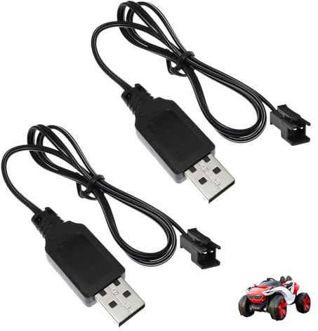 2 Pièces Chargeurs SM-2P Batterie 3.7V, Câble USB de Charge Universel pour Batterie Li-ION ou Ni-MH, Chargeur RC avec Indicateur LED Protection Intelligente, pour Voiture Drone Bateau Avion Jouet