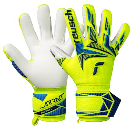 Reusch Torwarthandschuhe Kinder | starker Grip, Flexible Passform & Komfort | atmungsaktiv, für Training & Spiel, geeignet für Naturrasen & Kunstrasen, Größe 4-8, Attrakt Freegel Advance Junior