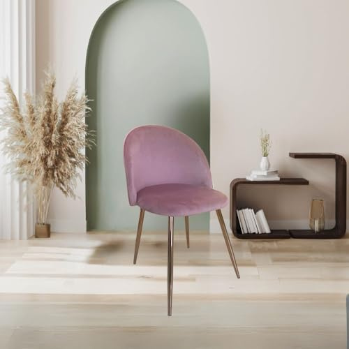 Indomita Set 4 Sedia velluto rosa e gambe in metallo oro rosa Despina