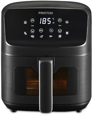 PRIXTON Heißluftfritteuse Cook Organics 4,2 L ohne Öl, 8 Programme, Touch-LED-Display, Sichtfenster mit Licht, 1500 W, Temperatur 80–200 °C, Timer 60 min