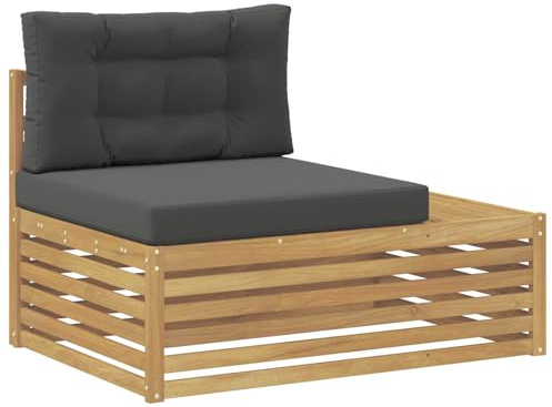 vidaXL Outdoor End Sofa Weiß 115 x 83 x 73 cm Massivholz Akazie, Elegante Balkonmöbel, modernes Gartendesign, widerstandsfähig, pflegeleicht, modulare Gestaltung