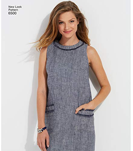 New Look Pattern 6500 Misses Dress with Neckline, Sleeve, and Pocket Variations, White