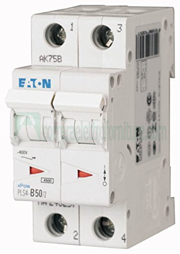 eaton 243283 interruttore magnetotermico 2 poli 50A curva C 2 moduli P.I. 4,5KA PLS4