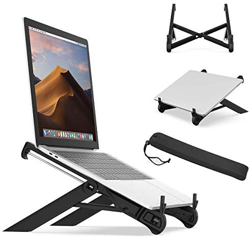 Laptop Stand for Desk, Adjustable Foldable Portable Ventilated Desktop Laptop Holder With Lightweight Anti-Slip, Universal Ergonomic Tray Mount for MacBook Laptop Notebook Computer Tablet-Black