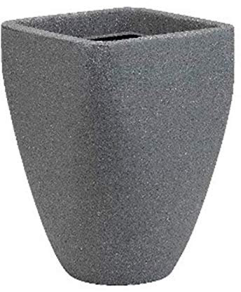 Lot de 3 pots de fleurs carrés haut / base ronde - 33,5 x 33,5 x 47 cm - Granit