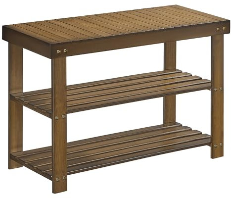 SONGMICS Schuhregal Bank, 3-stöckig, Bambus-Schuhaufbewahrung, Organizer, Eingangsbank, hält bis zu 129,7 kg, 29,7 x 70,6 x 45,8 cm, für Eingangsbereich, Badezimmer, Schlafzimmer, Gelbbraun ULBS04WL