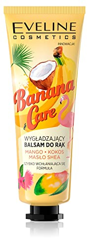 Eveline Cosmetics Banana Care Balsamo Mani Levigante - Crema Nutriente alla Banana con Estratti di Mango, Limone e Frutto della Passione per Mani Secche, 50ml
