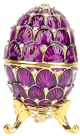 Portagioie a forma di uovo Fabergé Uovo di Pasqua Artigianato Russo Anniversario Matrimonio Regalo di Natale per Lei Figlia Donna, 4 Colori (Viola)