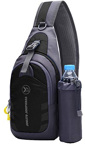 Vohoney Vohoney Umhängetasche, Brusttasche, Herren-Brusttasche, Umhängetasche mit Wasserflasche, Outdoor-Sling, Umhängetasche, Schulterrucksack, wasserabweisende Tragetasche, Messenger-Tasche, schwarz