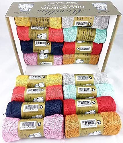 Confezione da 16 Zepelines Ne 5/2 colori assortiti, serie 4, cotone perlato 100% egiziano mercerizzato per lavori a maglia o all'uncinetto con una finitura elegante.