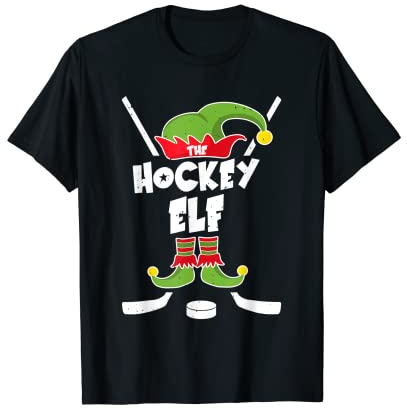 Ice Hockey Elf Geschenk Hockey Weihnachten Elfen Kostüm T-Shirt