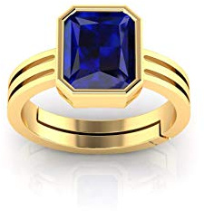 Akshita gems Gemstone Ratna Blue Sapphire Neelam Gemstone Gold Plated Ring for Women and Men (13.25 ratti) by Lab Certified, Natural Blue Sapphire Choki Ring, Blue Sapphire, Choki-Ring mit natürlichem