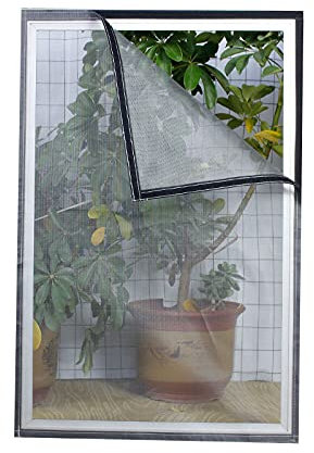MAODOU 100x130cm,Zanzariera Per Finestra,Zanzariera Con Nastro Magico Protezione Zanzara, Filato grigio Adesivi neri