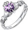 Suplight Damen Ring 925 Sterling Silber Verstellbarer Solitärring mit Geburtsstein Februar Mondsteinringe Synthetischer Amethyst Zirkonia Ring Geschenk für Mädchen Frauen