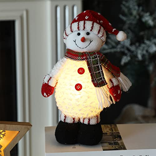 Bseical Weihnachtsdeko Figuren Leuchten Innen, Weihnachtsmann Figur Stehend, Elch Figur Weihnachten, Schneemann LED Deko, Weihnachtsdeko Innen Figuren Klein, Weihnachtsdekoration Amerikanisch (C)
