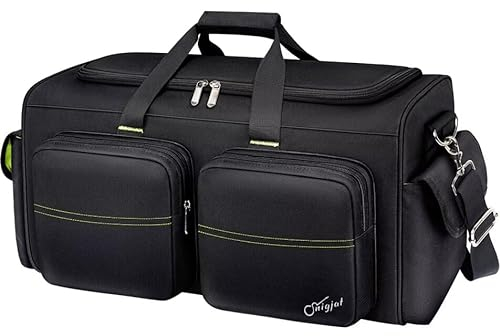 SNIGJAT DJ Bag, Large Capacity DJ Cable Bag with 6 Pockets for Extension Cords, Mics, Pedals, Gig Bag for Musicians, Musician Cable Organizer with Padded Shoulder Strap, DJ Acessories