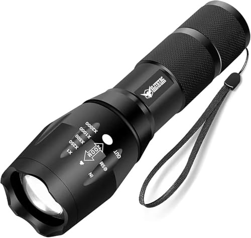 Vital Tac Lightsaber Flashlight Elite Tac Tactical LED 2000 Lumens Zoomable | VitalTac Military Grade Flashlight Battery Powered 5 Modes SOS Strobe Ultra Bright Compact Torch for Camping Hiking Emergency