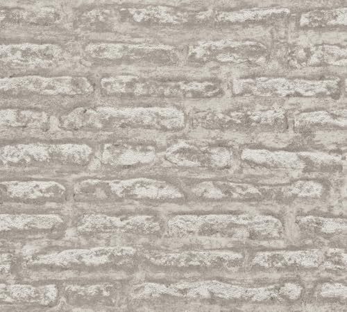 A.S. Création Attractive 2 390274 Non-Woven Wallpaper Stone Look Grey Brown White 10.05 m x 0.53 m Made in Germany
