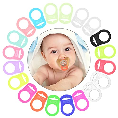 Vicloon Silikonring für Schnullerkette, 20 Stück Baby Silikonring Schnullerhalter 17 Farben Baby Ring Adapter, Schnullerkette Silikonring für Silikon Baby Dummy Schnuller Clip
