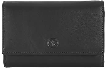 KENORADA Hochkantbörse Damen Kardla Black | große Geldbörse für Damen | aus echtem Leder | geteiltes Münzfach | 19 Kartenfächer für Kreditkarten (Black)