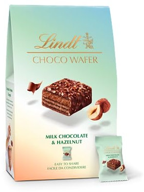 Lindt Bag Choco Wafer Nocciole Praline Croccanti al Latte con Nocciola e Gianduja, Confezionate singolarmente 135g