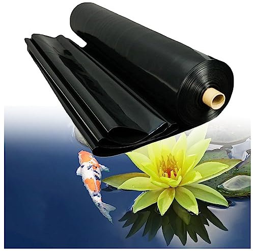 Teichfolie 1.5x5m 2x8m 3x10m 4x7m 6x8m 10x15m HDPE Teichplane Folie Schwarz Schwerlast Teichfolien Dichtungsfolie Undurchlässig Teichmembran Fischteichfolie Für Teiche, Flüsse Fontänen(Größe:1.5x20m(4