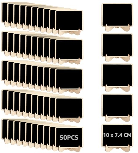 GOYADA 50 Stück Mini Kreidetafel mit Ständer, Kreidetafel Klein Set, Kleine Tafeln zum Beschriften für Preisschild, Platzkarten Hochzeit, Etikett, Platzkarten Party, Preise in der Bäckerei