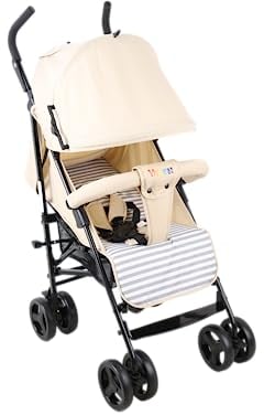 YALION Kinderwagen Buggy Reisebuggy Klein Zusammenklappbar- 5 Liegepositionen, Beinwärmer, Einkaufskorb, Sonnenverdeck, 360° Räder, Kinderbuggy bis 15KG-Beige