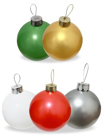 Ornamenti natalizi gonfiabili, (22,9 cm × 10 pezzi) di palline di Natale di grandi dimensioni, palline decorative natalizie per interni ed esterni, decorazioni per le vacanze, decorazioni per albero