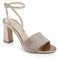 Jewel Badgley Mischka Women's Hattie Block Heel Sandal with Ankle Strap Heeled, Rose Gold, 5.5 UK