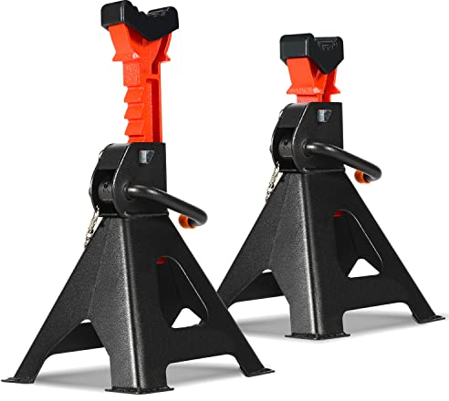 Ansobea Cavalletto di Sostegno 3T, Altezza Regolabile 285 – 430 mm, Supporto per Auto con Fusibile, Supporto per Auto, Auto, Caravan, Camper, Set da 2