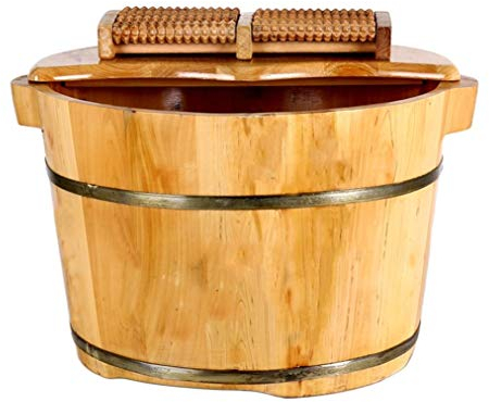 ZILOOK Eimer für Fußbad, Sauna-Zubehör, Sauna-Eimer, Wassereimer, handgefertigte Fußbadewannen aus Holz, Fußentspannungsfass Decoration