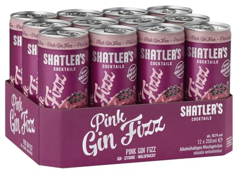 SHATLER'S Cocktails | Pink Gin Fizz | 12 x 250 ml | 10,1% vol | Gin, Zitrone & Waldfrucht · fruchtig-spritzig · servierfertig · gekühlt oder auf Eis