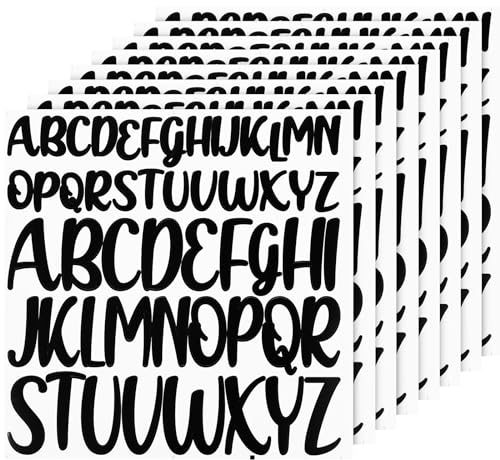 416pcs 8 Sheets Letter Stickers, 1 inch 2 inch Large Capital Self Adhesive Alphabet Stickers Waterproof Vinyl Letter Decals for Scrapbook Decoration Arts Crafts Poster(Black)