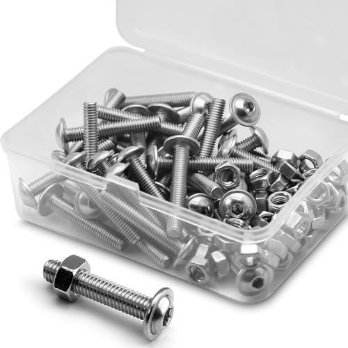 (40 Sätze) M5 x 20mm Innensechskantschrauben mit Flansch und Muttern Set 304 Edelstahl Linsenkopf Schrauben