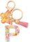 CHUQING Porte-clés avec initiales pour filles et femmes, rose, mignon papillon en forme de cœur, pour sac à dos, cartable, Kc-p
