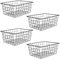 MAHIONG 4 PCS Wire Storage Basket, 28 x 22 x 12cm Stackable Chest Freezer Metal Baskets, Black Wire Basket Storage Organiser with Handle for Kitchen, Bathroom, Pantry, Closet, Cabinet, Freezer, Shelf