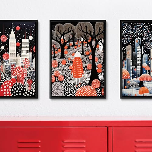 Studio Moien The City - Tupfen, Polka Dot Poster-Set - A4 (21x29,7 cm) - Bunte, Moderne Kunstposter - Ungerahmt - Ideal für Schlafzimmer, Wohnzimmer, Küche & Büro…