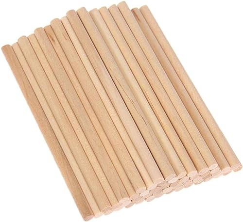 Holzstäbe zum Basteln – 50 Stück runde Holzdübel 5 mm in verschiedenen Größen – 10 cm 20 cm – verschiedene Stangen – Bastelstäbe runde Dübel (10 x 0,5 cm)