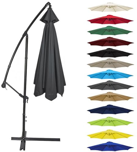 Canopy Cover 200CM 2.7M 300CM (6 Arms/8 Arms) Umbrella Replacement Cloth Cantilever Parasol Top Fabric Cover UV Protective(Color:Gray,Size:8 ribs-3m(9.8ft))