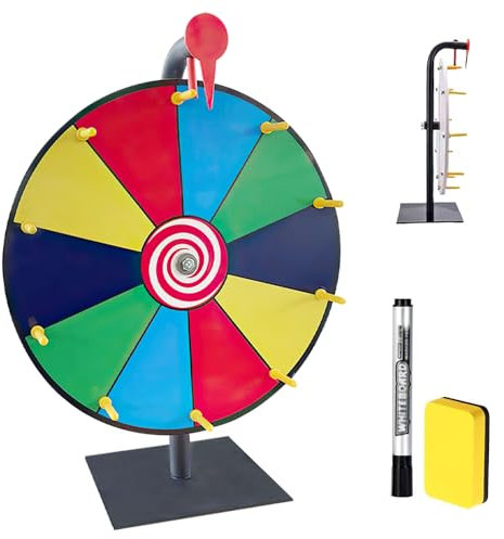 Hojalis Glücksrad Zum Drehen, 30cm Glücksrad Zum Selbstgestalten, Drehrad, Gluecksrad Gluecksrad mit Trocken Abwischbarem Marker und Radiergummi, 10 Slots Glücksrad Spielzeug, für Gewinn-Spin-Spiele